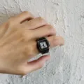 Vintage Retro Quarzuhr Ring für Damen und Herren, einzigartiger Y2K Punk Fingeruhr Schmuck. - Retro-Quadrat Kupferfarben