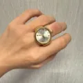 Vintage Gold Ring Uhr mit Bunten Strasssteinen Retro Quarzuhr Fingeruhr für Damen - Gold Bunte Zirkonia