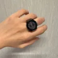 Schwarzer oktogonaler Ringuhren Quarz Finger Schmuck Retro y2k cooler Unisex Artikel - 8-Schrauben - Schwarz-schwarzes Zifferblatt