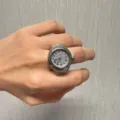 Retro Y2K Strass Uhrenring fuer Damen, glaenzender Diamant Fingeruhr, Modeschmuck Stile. - Silber - Silberglitzer (keine Strasssteine)