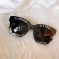 Schwarze große Sonnenbrille Damen UV Schutz Mode polarisierte Brille Sommer Sonnenschutz - Buchstabe Schwarz