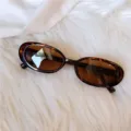 Schildpatt ovale Sonnenbrille retro schmaler Rahmen braune Gläser stylisch Damen - Abgerundeter Quadratrahmen - Leopardenmuster