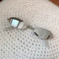 Vintage Mini Oval Metall Sonnenbrille Retro Kleine Fassung Sonnenbrillen Streetwear Brille - Kleine ovale Brille mit Silberfassung und verspiegelten Gläsern