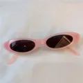 Rosa Retro schmale ovale Sonnenbrille Damen niedlich quirky Street Style UV Schutz Sonnenbrille - Flache Form - Rosa