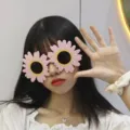 Cute pink daisy party sunglasses photo props funny birthday celebration decorative eyewear. - Pink Sunflowers