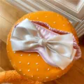 Cute satin bow eye mask, pink and white sleeping mask for sweet dreams and comfortable nap. - Cream Bowknot / Taro Purple Base