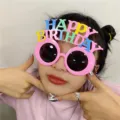 Fun happy birthday party glasses novelty pink eye frames colorful photo booth props. - Happy Double Layer - Pink