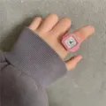 Rosa quadratische Ringuhr mit Strass-Lünette, retro koreanischer Stil Mode Fingeruhr. - Voll Rosa Strass Quadratische Uhr Ring