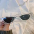 Transparente Katzenauge Sonnenbrille Retro Schmale Sonnenbrille Mode Trendy UV Schutz - Metallring in Transparent