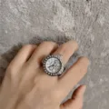 Edelstahl Strass Ring Uhr trendige Retro Fingeruhr Personlichkeit Schmuck Accessoires - Silberne runde Chronographen-Uhren