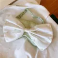 Green silk eye mask with white pearl satin bow, cute comfortable shading sleep nap mask for women - Light Green