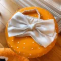 Masque de sommeil en satin blanc avec grand noeud mignon doux ombrage cache yeux sieste - Nœud Crème / Base abricot