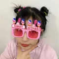 Pink birthday party novelty glasses photo props with ice cream and happy birthday text decor - Rabbit Candle Sunglasses (Pink)