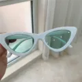 Retro weiße Katzenauge Sonnenbrille für Damen vintage Style UV Schutz Brille Mode neu - Weißes Gestell mit grünen Gläsern