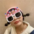 Funny birthday party glasses photo props with ice cream and letters for celebration. - Rabbit Candle Sunglasses (White)