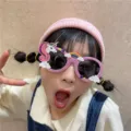 Funny unicorn party glasses with pink glitter frames, perfect for birthday photo props. - Pink Glitter Unicorns