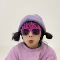 Purple novelty party photo glasses, funny holiday costume props for children and adults. - Rose Red Letters - Square Frame
