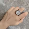 Minimalistische Mode Punk Uhren Ring vielseitige Nische Paare Fingeruhr Mini Uhr niedlich - Minimalistische silberne runde Uhren
