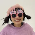 Cute birthday party novelty glasses photo props for kids and adults, funny pink design. - Pink Candle