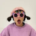 Funny birthday party glasses with colorful letters photo prop stylish pink frame eyewear - Pink Single Card Letters