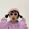 Funny pink oval sunglasses party photo props trendy cute creative children costume eyewear. - Pink Oval