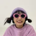 Pink oval sunglasses funny party eyewear cute quirky fashion sun glasses for women photo props. - Rose Red Oval
