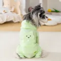 Cute light green dog jumpsuit breathable summer pet clothes with cute bear pocket design. - S (Recommended Weight 1.25-2kg) / Tian Green