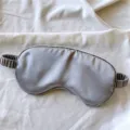 Grey imitation silk sleep mask, soft smooth satin eye cover for sleeping, comfortable rest strap. - Gray