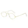 Retro ovale piccoli occhiali in metallo stile vintage montatura oro lenti trasparenti. - Piccoli occhiali ovali montatura dorata lenti trasparenti
