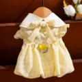 Vestito a quadri giallo per cani e gatti, grazioso abito con colletto in pizzo di margherita - XS (Peso consigliato 0,5-1,5 kg) / Giallo Rocker