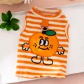 Leuke gestreepte kattenvest met oranje borduursel, ademende dunne huisdierkleding voor de zomer. - XS (Aanbevolen gewicht 0,5-1,5 kg) / Geel Geruit