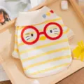 Schattig gestreept huisdier t-shirt voor kleine honden en katten, ademende zomer puppy kleding. - XS / Geel Geruit