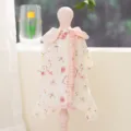 Cute floral pet four-legged pajamas, soft double gauze dog clothes for small dogs, pink ruffles. - XS (1-3 lbs) / Pink Bear