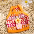 Frühling Sommer atmungsaktive Haustierkleidung bunte gestreifte Welpenkleid kleine Hunde. - XXL (Empfohlenes Gewicht 15-20斤) / Gestricktes Camisole / Orange Blume