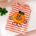 Schattig orange gestreept huisdier vest voor katten en honden met leuk fruit borduurwerk. - XS (Aanbevolen gewicht 0,5-1,5 kg) / Roze Gestreept