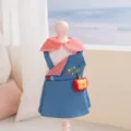 Jeans-Hundeutfit mit rot-kariertem Kragen und süßer Bär-Tasche für kleine Hunde im Frühling Sommer. - Roter Apfel Weste Kleid / XXL (Empfohlenes Gewicht 15-20斤)