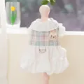 Süßes Sommer Haustier Prinzessin Kleid für kleine Hunde Katzen Karo Tutu Rock mit Häschen. - Kleid mit Flügelärmeln und Karokaninchen / XXL (Empfohlenes Gewicht 15-20斤)