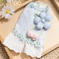 Sommer Haustier Spitzen Prinzessin Kleid süße Blumen Hundemode kleine Welpen Kleidung - L (Empfohlenes Gewicht 4-6kg) / Besticktes Tank-Kleid mit Tulpen / Blau