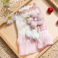 Hübsches Sommer Haustier Prinzessin Kleid mit rosa Spitze Streifen für kleine Hunde und Katzen. - L (Empfohlenes Gewicht 4-6kg) / Besticktes Tank-Kleid mit Tulpen / Rosa