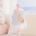 Süßes blaues Haustier Hundekleid Sommer Träger Prinzessin Rock mit Bären Druck und Spitze. - Blauer Bär / XXL (Empfohlenes Gewicht 15-20斤)