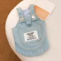 Linda falda de mezclilla azul claro para mascotas, ropa elegante de primavera y verano para perros. - Vestido de tirantes azul claro / XS (Peso recomendado 0,5-1,5 kg)