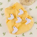 Gelbes Haustier Hund Katze Sommerkleid mit süßen weißen Plüsch-Enten, schönes ärmelloses Outfit. - S / Stereo Ente Kleid