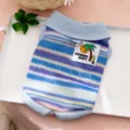Summer breathable striped pet vest for small dogs and cats with cute collar and label design. - XS (Recommended Weight 1-3 lbs) / Bondi Blue