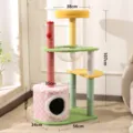 Multi-level rainbow cat tree with cozy condo, scratching posts and transparent space capsule. - Rainbow Castle (7611) / S