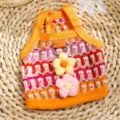 Gilet in maglia traspirante per gatti con fiori all'uncinetto e anello D per l'estate. - XS (1-3 libbre) / Rosso