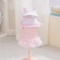 Lindo vestido de verano para perro gato con cuello marinero y sombrero de conejo set. - Vestido rosa (sombrero incluido) / XS (Peso recomendado 0,5-1,5 kg)