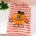 Chaleco a rayas para mascotas, ropa de verano transpirable para perros y gatos con bordado de naranja. - XS / Tops / Rosa Naranja