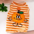 Chaleco para mascotas de rayas naranjas, camiseta transpirable con lindo diseño de fruta para perros y gatos. - S / Tops / Naranja amarilla