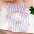 Ademend gestreept huisdierenvest met berenprint en D-ring, ideaal voor kleine honden en katten. - Blauwe Beer