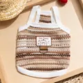 Summer breathable pet clothes, cute puppy patch knitted hollow strap vest for small dogs. - XS (Recommended Weight 0.5-1.5kg) / Brown Cat